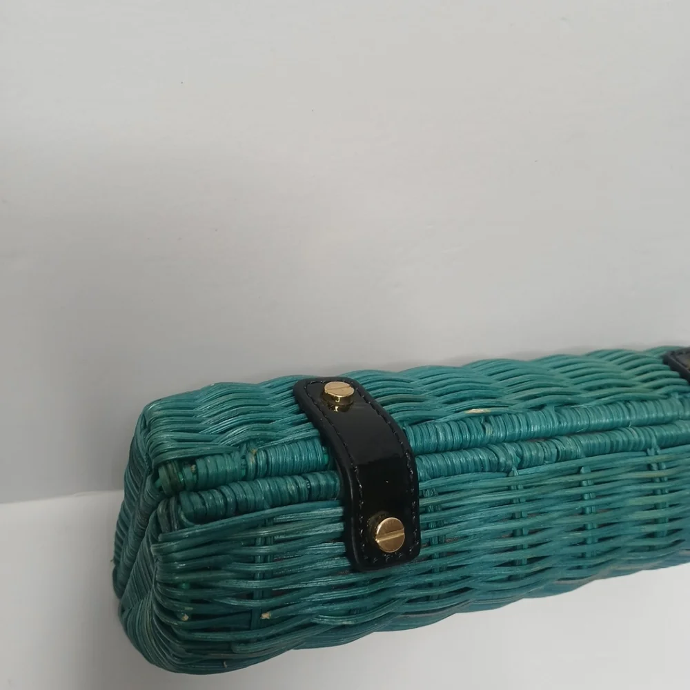 J. Crew Havana‎ wicker straw clutch Green purse